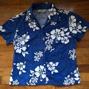 Pacific Legend Bright Blue Hawaiian Flower Shirt